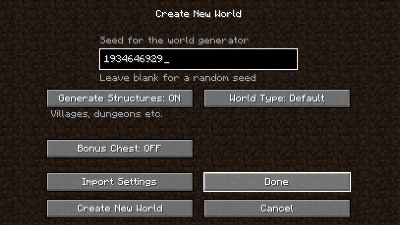 Minecraft load seed done