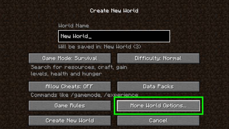 Minecraft load seed more world options